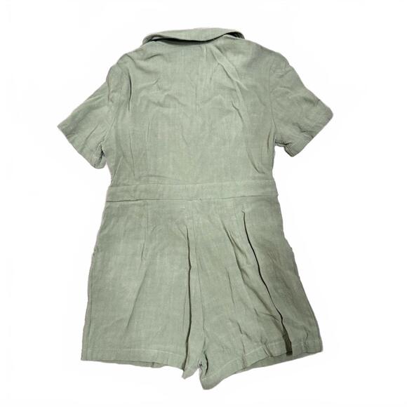 4th & Reckless Sage Green Button Up Beach Romper- Size Large - Picture 3 of 9